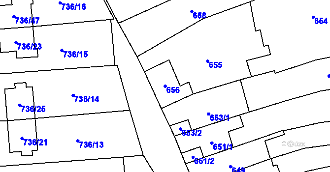 Parcela st. 656 v KÚ Velešovice, Katastrální mapa