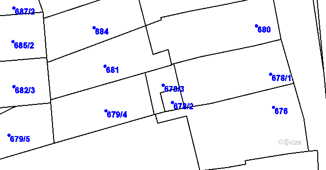 Parcela st. 678/3 v KÚ Velešovice, Katastrální mapa