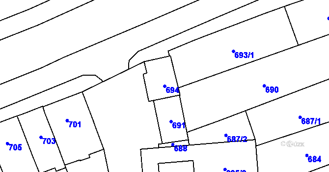 Parcela st. 694 v KÚ Velešovice, Katastrální mapa