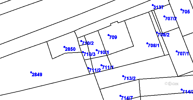 Parcela st. 710/1 v KÚ Velešovice, Katastrální mapa