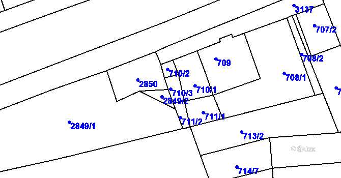 Parcela st. 710/3 v KÚ Velešovice, Katastrální mapa