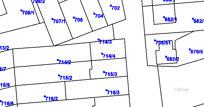 Parcela st. 714/4 v KÚ Velešovice, Katastrální mapa