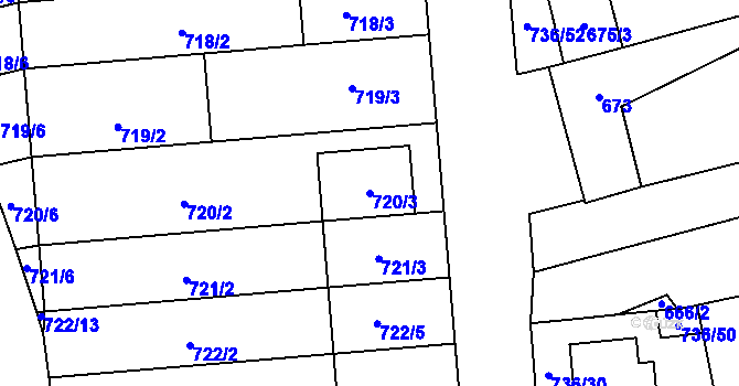 Parcela st. 720/3 v KÚ Velešovice, Katastrální mapa
