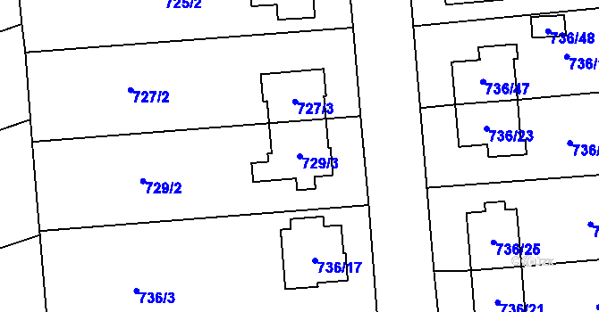Parcela st. 729/3 v KÚ Velešovice, Katastrální mapa