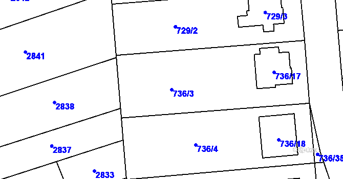 Parcela st. 736/3 v KÚ Velešovice, Katastrální mapa