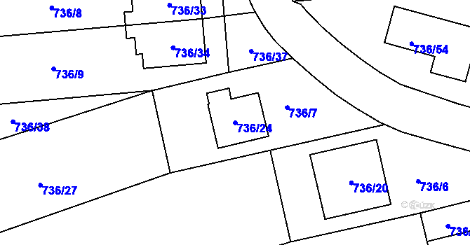 Parcela st. 736/24 v KÚ Velešovice, Katastrální mapa