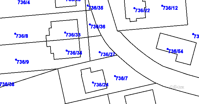 Parcela st. 736/37 v KÚ Velešovice, Katastrální mapa