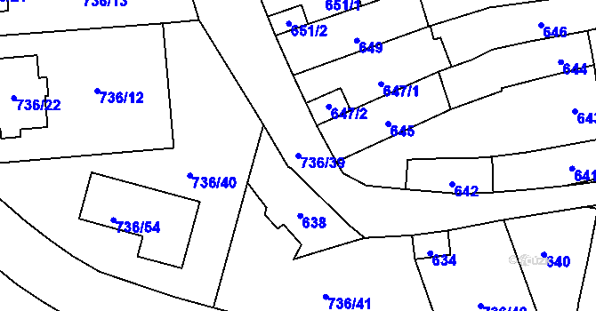 Parcela st. 736/39 v KÚ Velešovice, Katastrální mapa