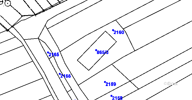 Parcela st. 865/3 v KÚ Velešovice, Katastrální mapa