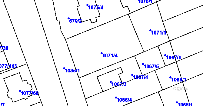 Parcela st. 1071/4 v KÚ Velešovice, Katastrální mapa