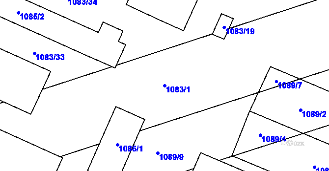 Parcela st. 1083/1 v KÚ Velešovice, Katastrální mapa