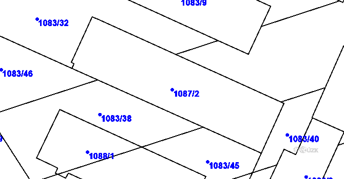 Parcela st. 1087/2 v KÚ Velešovice, Katastrální mapa
