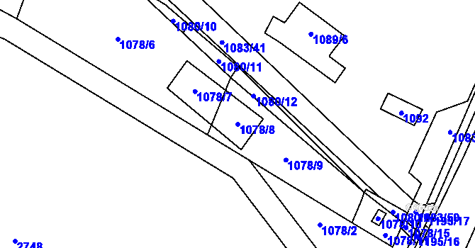 Parcela st. 1078/8 v KÚ Velešovice, Katastrální mapa