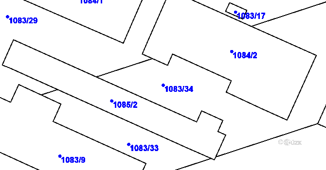 Parcela st. 1083/34 v KÚ Velešovice, Katastrální mapa