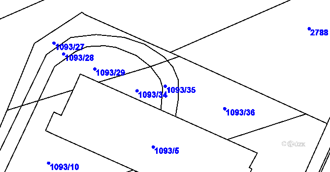 Parcela st. 1093/35 v KÚ Velešovice, Katastrální mapa