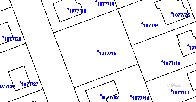 Parcela st. 1077/15 v KÚ Velešovice, Katastrální mapa