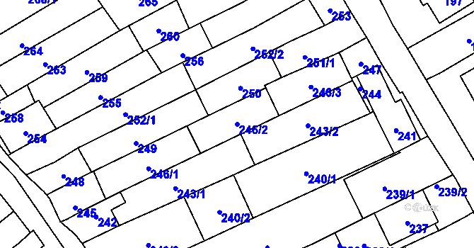 Parcela st. 246/2 v KÚ Velešovice, Katastrální mapa