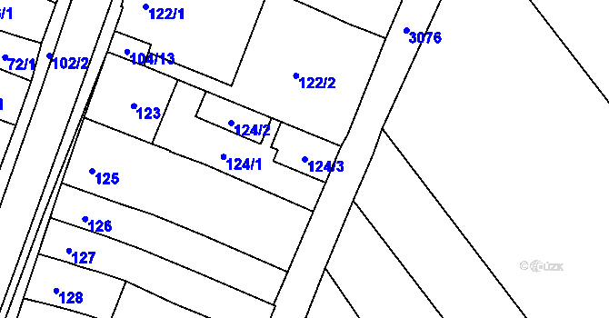 Parcela st. 124/3 v KÚ Velešovice, Katastrální mapa