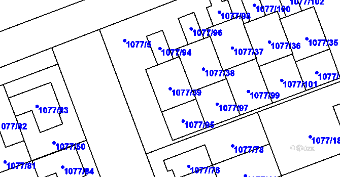 Parcela st. 1077/39 v KÚ Velešovice, Katastrální mapa