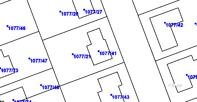 Parcela st. 1077/41 v KÚ Velešovice, Katastrální mapa
