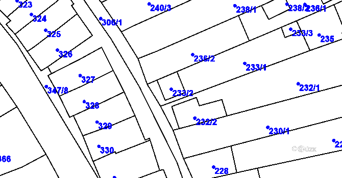 Parcela st. 233/2 v KÚ Velešovice, Katastrální mapa