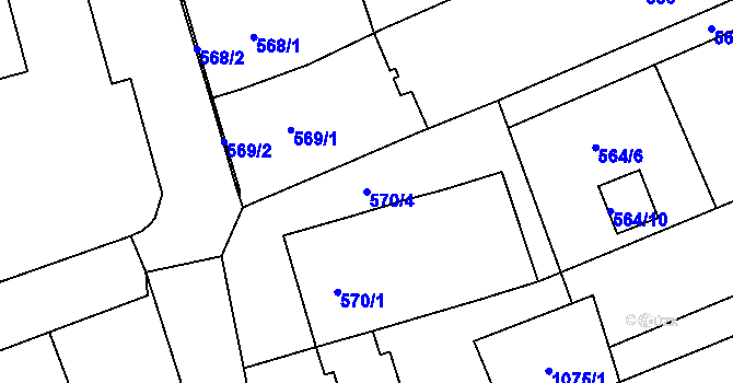 Parcela st. 570/4 v KÚ Velešovice, Katastrální mapa