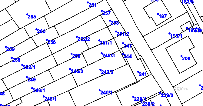 Parcela st. 246/3 v KÚ Velešovice, Katastrální mapa