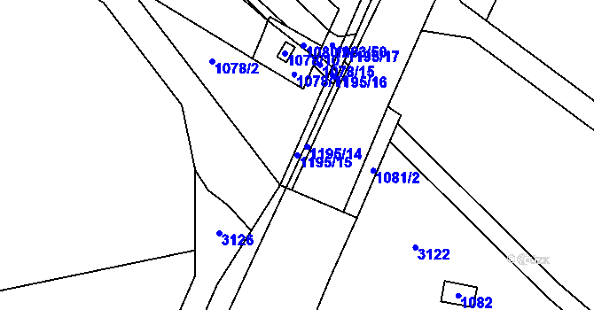Parcela st. 1195/15 v KÚ Velešovice, Katastrální mapa
