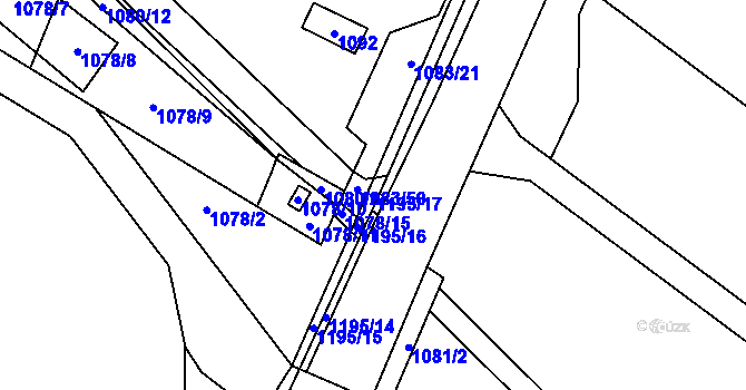 Parcela st. 1195/17 v KÚ Velešovice, Katastrální mapa