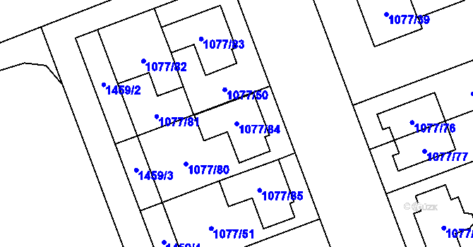 Parcela st. 1077/84 v KÚ Velešovice, Katastrální mapa