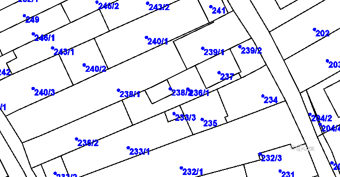 Parcela st. 238/2 v KÚ Velešovice, Katastrální mapa