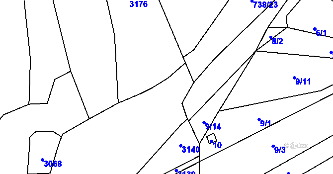 Parcela st. 738/8 v KÚ Velešovice, Katastrální mapa