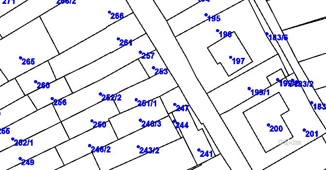 Parcela st. 251/2 v KÚ Velešovice, Katastrální mapa