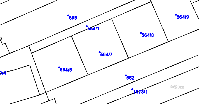Parcela st. 564/7 v KÚ Velešovice, Katastrální mapa