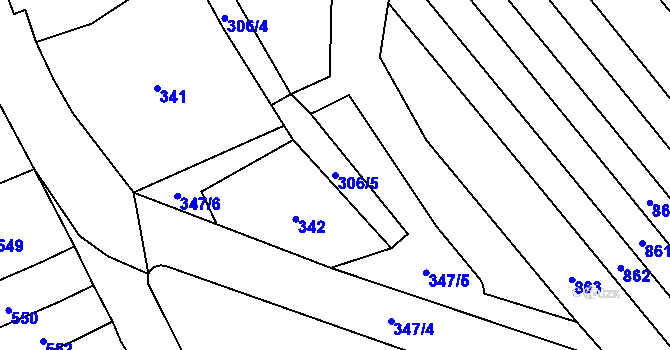 Parcela st. 306/5 v KÚ Velešovice, Katastrální mapa