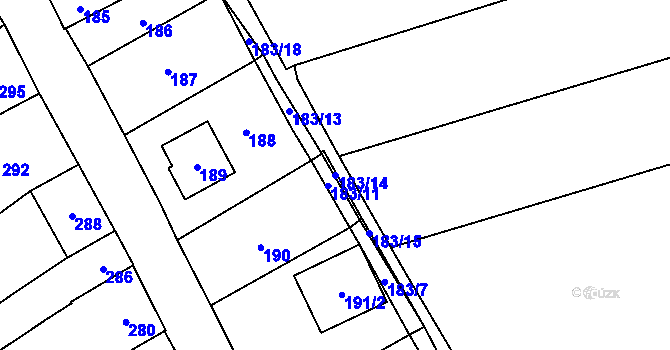 Parcela st. 183/14 v KÚ Velešovice, Katastrální mapa