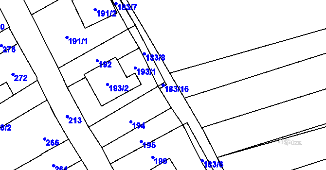 Parcela st. 183/16 v KÚ Velešovice, Katastrální mapa