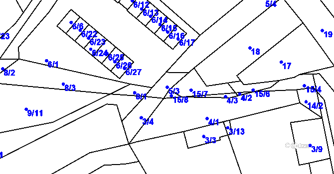 Parcela st. 5/3 v KÚ Velešovice, Katastrální mapa