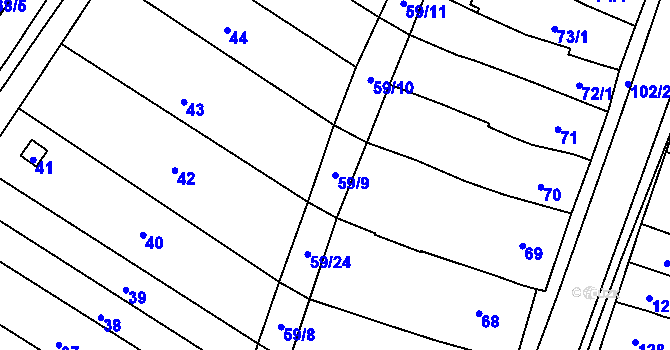 Parcela st. 59/9 v KÚ Velešovice, Katastrální mapa