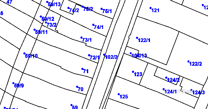 Parcela st. 102/2 v KÚ Velešovice, Katastrální mapa