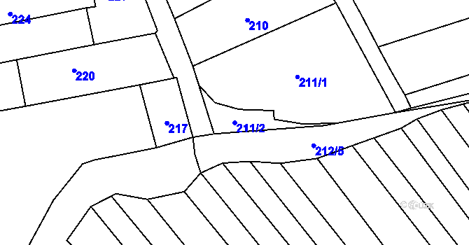 Parcela st. 211/2 v KÚ Velešovice, Katastrální mapa