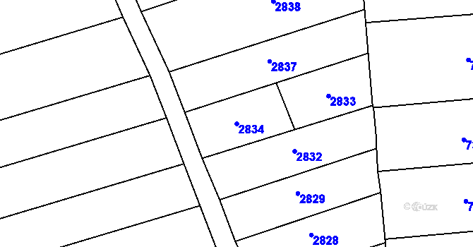 Parcela st. 2834 v KÚ Velešovice, Katastrální mapa