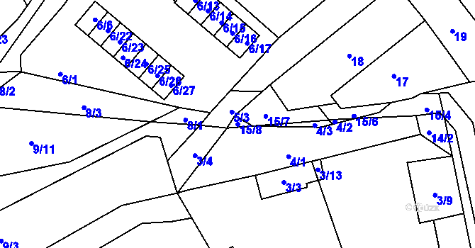 Parcela st. 15/8 v KÚ Velešovice, Katastrální mapa