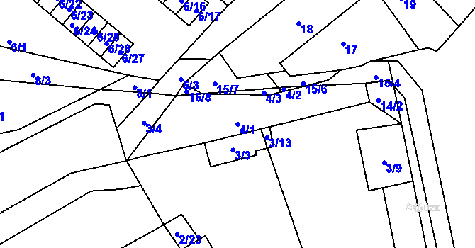 Parcela st. 4/1 v KÚ Velešovice, Katastrální mapa