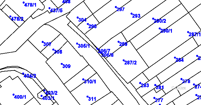 Parcela st. 306/8 v KÚ Velešovice, Katastrální mapa