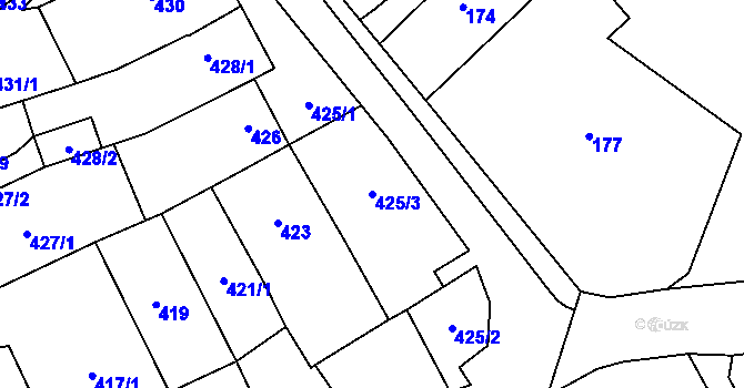 Parcela st. 425/3 v KÚ Velešovice, Katastrální mapa