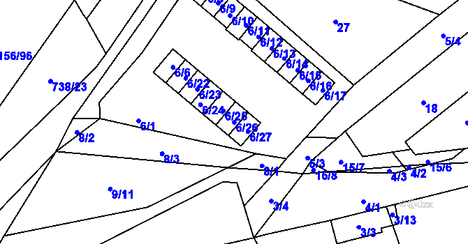 Parcela st. 6/26 v KÚ Velešovice, Katastrální mapa