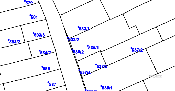Parcela st. 535/1 v KÚ Velešovice, Katastrální mapa