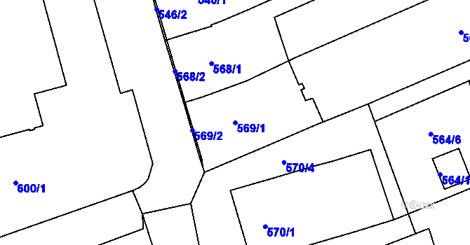 Parcela st. 569/1 v KÚ Velešovice, Katastrální mapa