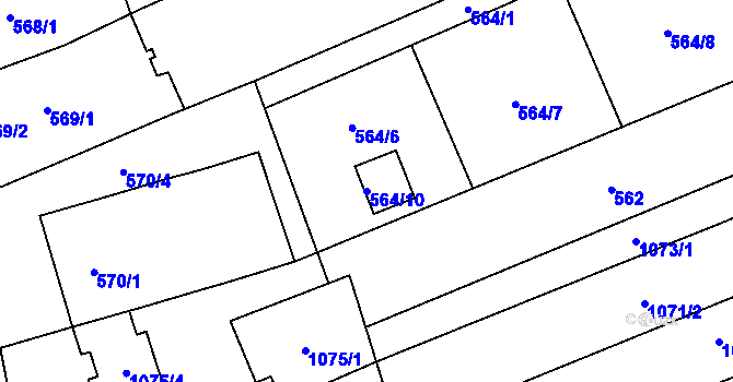 Parcela st. 564/10 v KÚ Velešovice, Katastrální mapa
